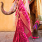 Rajwada Pink Woven Design Silk Blend Saree With Unstitched Blouse For Women