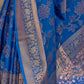 Rajwada Blue Woven Design Silk Blend Saree With Unstitched Blouse For Women