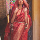 Rajwada Maroon Woven Design Silk Blend Saree With Unstitched Blouse For Women
