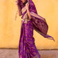Rajwada Purple Woven Design Silk Blend Saree With Unstitched Blouse For Women