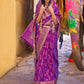 Rajwada Purple Woven Design Silk Blend Saree With Unstitched Blouse For Women