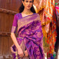 Rajwada Purple Woven Design Silk Blend Saree With Unstitched Blouse For Women