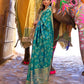 Rajwada Teal Woven Design Silk Blend Saree With Unstitched Blouse For Women