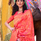 Rajwada Orange Woven Design Silk Blend Saree With Unstitched Blouse For Women