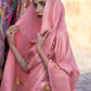 Rajwada Pink Woven Design Silk Blend Saree With Unstitched Blouse For Women