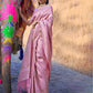 Rajwada Pink Woven Design Silk Blend Saree With Unstitched Blouse For Women