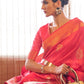 Rajwada Pink Woven Design Silk Blend Saree With Unstitched Blouse For Women