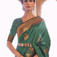 Rajwada Green Woven Design Silk Blend Saree With Unstitched Blouse For Women