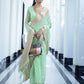 Rajwada Light Green Woven Design Silk Blend Saree With Unstitched Blouse For Women