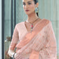 Rajwada Light Pink Woven Design Silk Blend Saree With Unstitched Blouse For Women