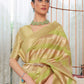 Rajwada Olive Woven Design Silk Blend Saree With Unstitched Blouse For Women