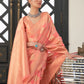 Rajwada Orange Woven Design Silk Blend Saree With Unstitched Blouse For Women