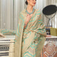 Rajwada Sea Green And Gold Woven Design Silk Blend Saree With Unstitched Blouse For Women