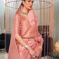 Rajwada Pink Woven Design Silk Blend Saree With Unstitched Blouse For Women