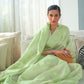 Rajwada Light Green Woven Design Cotton Blend Saree With Unstitched Blouse For Women