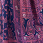 Rajwada Navy Blue Woven Design Cotton Blend Saree With Unstitched Blouse For Women
