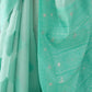 Rajwada Sea Green Woven Design Cotton Blend Saree With Unstitched Blouse For Women