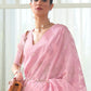 Rajwada Pink Woven Design Cotton Blend Saree With Unstitched Blouse For Women