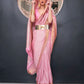 Rajwada Pink Woven Design Silk Blend Saree With Unstitched Blouse For Women