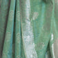Rajwada Women Festive Green Linen Blend Woven Saree With Unstitched Blouse