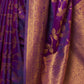 Rajwada Purple Woven Design Silk Blend Saree With Unstitched Blouse For Women