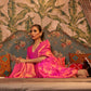 Rajwada Pink Woven Design Silk Blend Saree With Unstitched Blouse For Women
