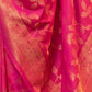 Rajwada Pink Woven Design Silk Blend Saree With Unstitched Blouse For Women