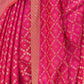 Rajwada Women Festive Magenta Silk Blend Woven Saree With Unstitched Blouse