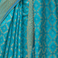 Rajwada Women Festive Blue Silk Blend Woven Saree With Unstitched Blouse