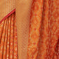 Rajwada Women Festive Orange Silk Blend Woven Saree With Unstitched Blouse
