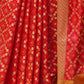 Rajwada Women Festive Red Silk Blend Woven Saree With Unstitched Blouse