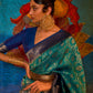 Rajwada Teal And Blue Woven Design Silk Blend Saree With Unstitched Blouse For Women