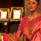 Rajwada Orange And Pink Woven Design Silk Blend Saree With Unstitched Blouse For Women