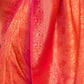 Rajwada Orange And Pink Woven Design Silk Blend Saree With Unstitched Blouse For Women