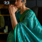 Rajwada Teal Woven Design Silk Blend Saree With Unstitched Blouse For Women
