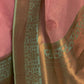 Rajwada Pink And Sea Green Woven Design Linen Saree With Unstitched Blouse For Women