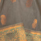 Rajwada Grey And Sea Green Woven Design Linen Saree With Unstitched Blouse For Women