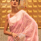 Rajwada Pink Woven Design Silk Blend Saree With Unstitched Blouse For Women