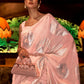 Rajwada Peach Woven Design Silk Blend Saree With Unstitched Blouse For Women