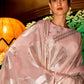 Rajwada Peach Woven Design Silk Blend Saree With Unstitched Blouse For Women