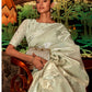 Rajwada Lime Woven Design Silk Blend Saree With Unstitched Blouse For Women