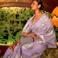 Rajwada Purple Woven Design Silk Blend Saree With Unstitched Blouse For Women