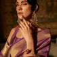 Rajwada Purple Woven Design Silk Blend Saree With Unstitched Blouse For Women