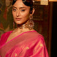 Rajwada Pink Woven Design Silk Blend Saree With Unstitched Blouse For Women