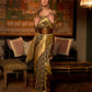 Rajwada Olive And Gold Woven Design Silk Blend Saree With Unstitched Blouse For Women