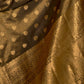 Rajwada Olive And Gold Woven Design Silk Blend Saree With Unstitched Blouse For Women