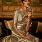 Rajwada Grey Woven Design Silk Blend Saree With Unstitched Blouse For Women