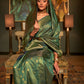 Rajwada Green Woven Design Silk Blend Saree With Unstitched Blouse For Women