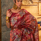 Rajwada Maroon And Pink Woven Design Silk Blend Saree With Unstitched Blouse For Women