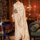 Rajwada Off White Woven Design Silk Blend Saree With Unstitched Blouse For Women